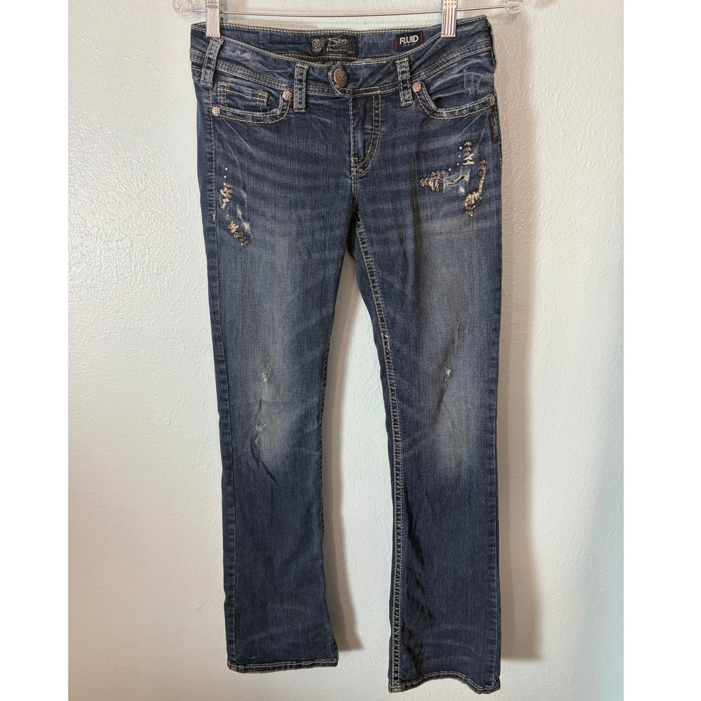 Silver Jeans Co Tuesday Low Boot Fluid Denim Embroidered Jeans W29 Y2K Western